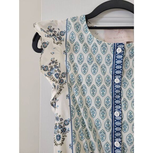 Gal Meets Glam Collection Eden Jumpsuit Women’s Blue Combo Sleeveless Size 4 - Picture 10 of 12